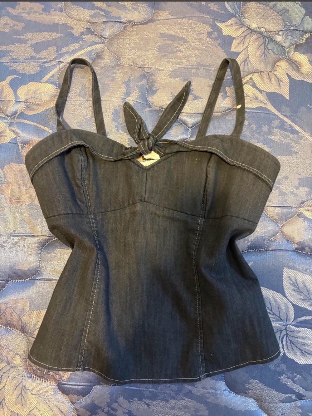 Costa Blanca vintage Dark Blue Denim Tie-Front Cami